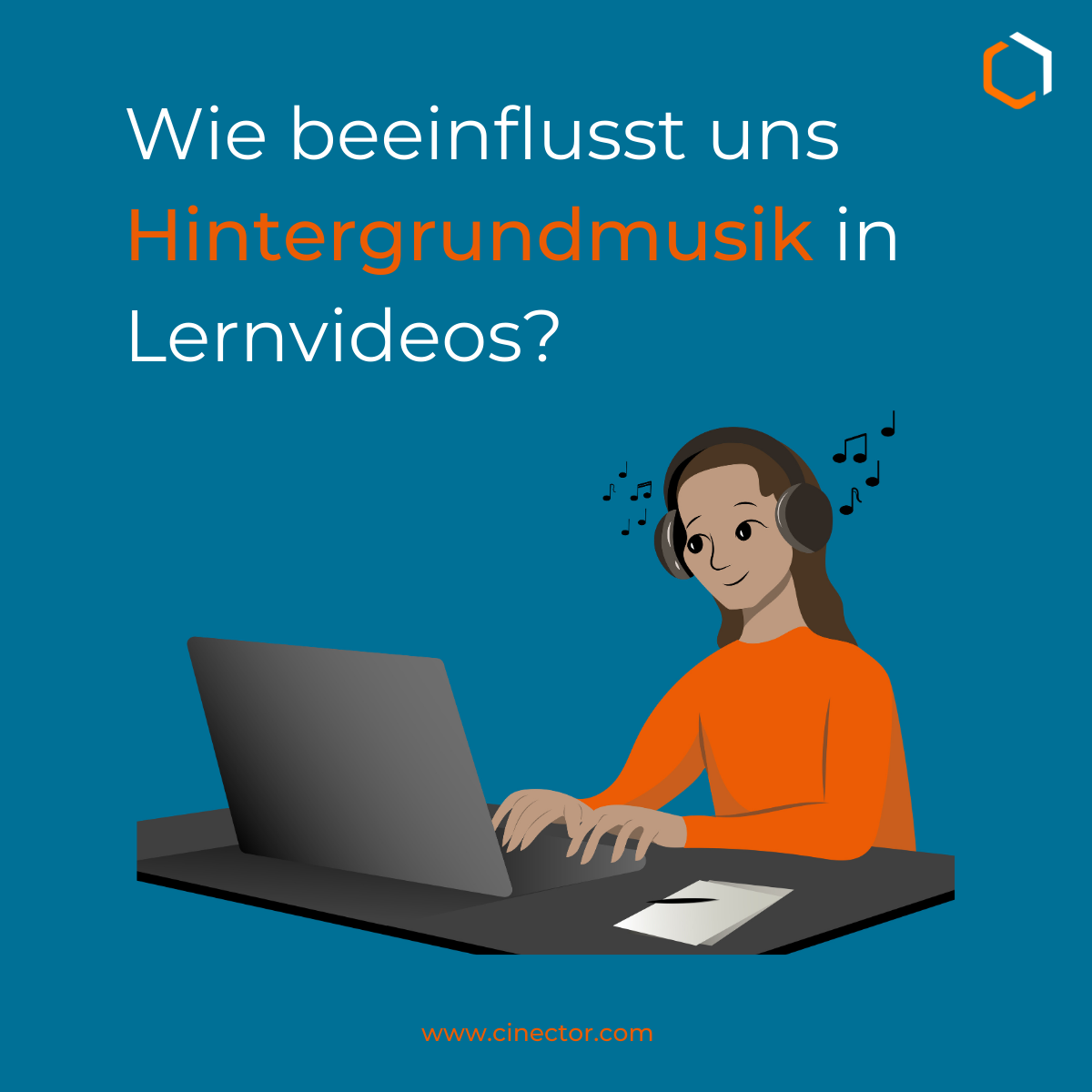 grafik mit frau am laptop bedeutung von Hintergrundmusik